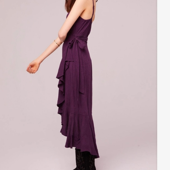 BAND OF GYPSIES RODEO DR BROCADE RUFFLE WRAP MIDI DRESS - Picture 3 of 8